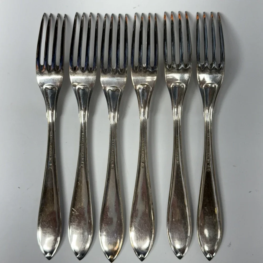 Set Of 6 Swedish SV Prima NY Silver Silverplate Cocktail Forks ‎ 4.5
